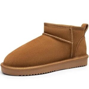 DREAM PAIRS FuzzyClassic Mini Boot Splash-Proof Slip-On Suede Snow Boots
